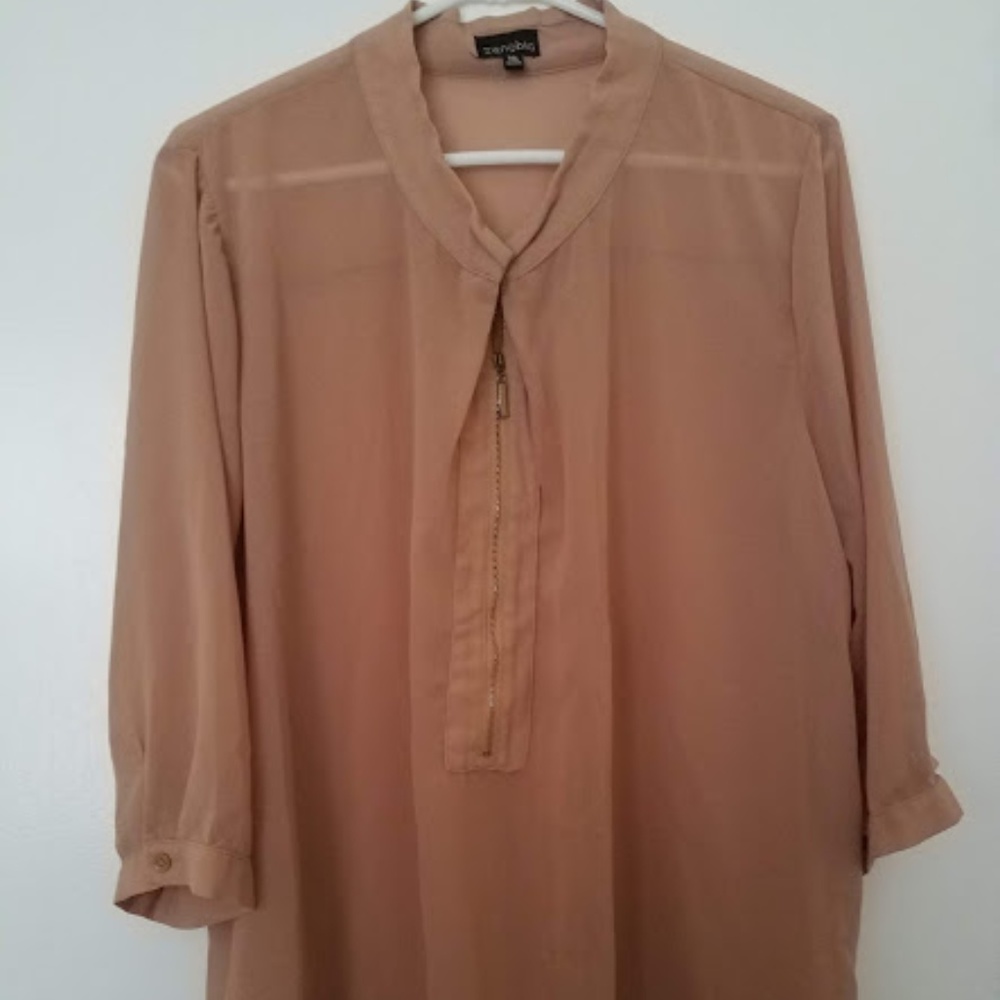 🛍Zenobia 3X Caramel Sheer Blouse